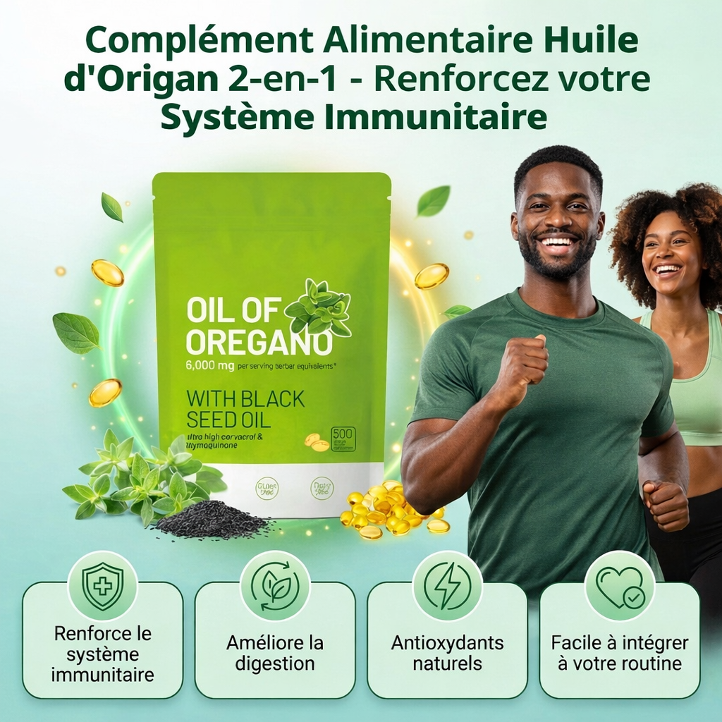 🌿 Huile d’Origan 2-en-1 – Capsules Softgels Premium ML